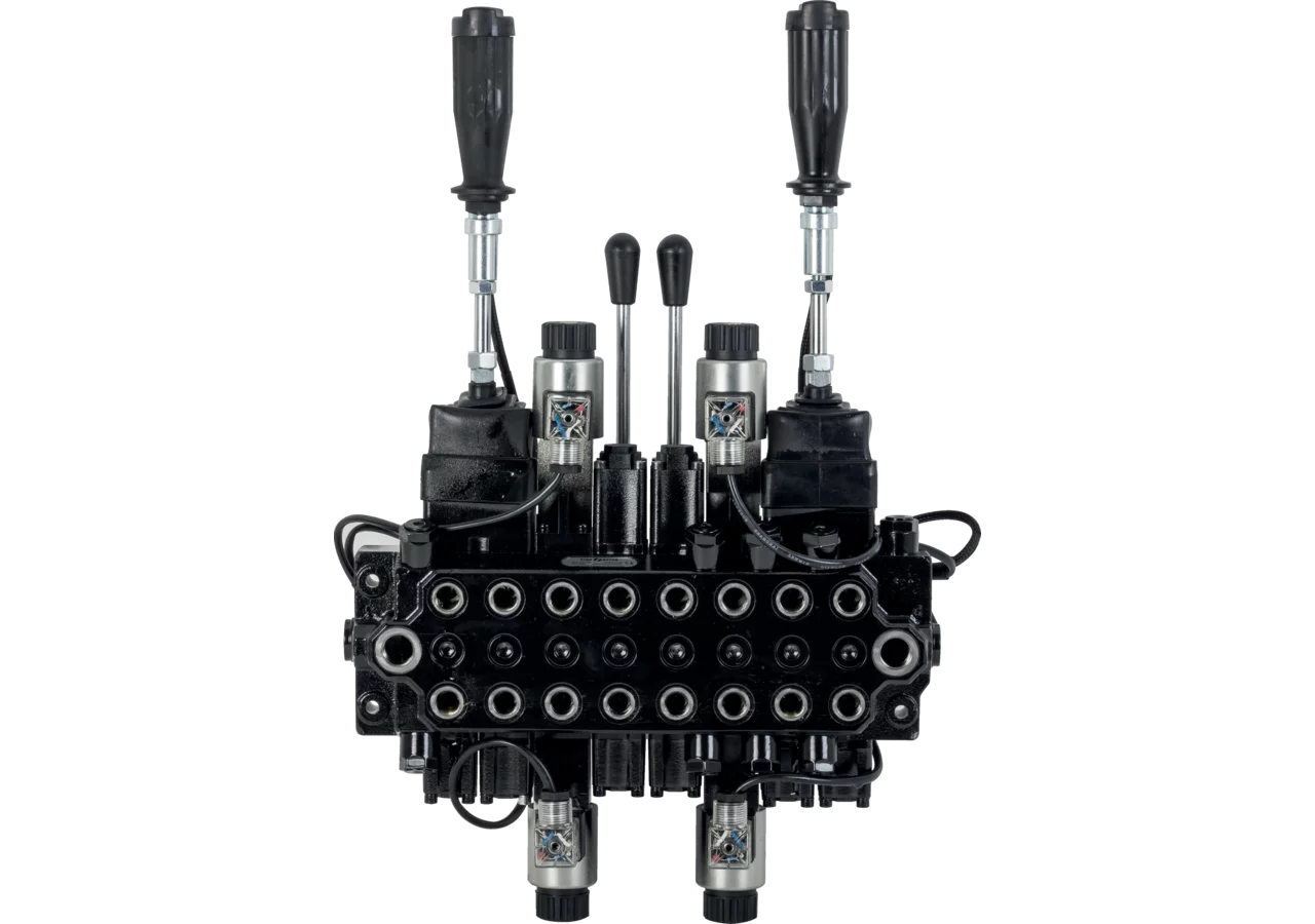 Kransteuerventil CRV 60-8 Kreuzhebel mit 2 Funktionen elektrisch 60 l/min Finn-Rotor
