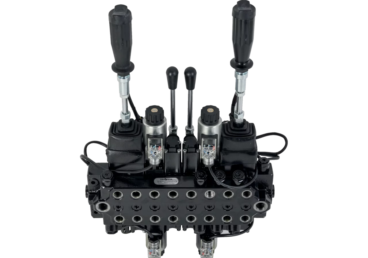 Kransteuerventil CRV 60-8 Kreuzhebel mit 2 Funktionen elektrisch 60 l/min Finn-Rotor