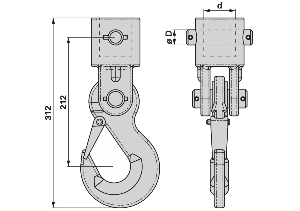 Lasthaken Bohrung 49,5 mm, Bolzen 25 mm Finn-Rotor