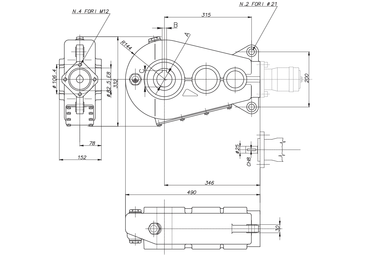 Getriebe RT400 35,2:1 Dm 45 GartenShop24 - Hochwertige Gartengeräte