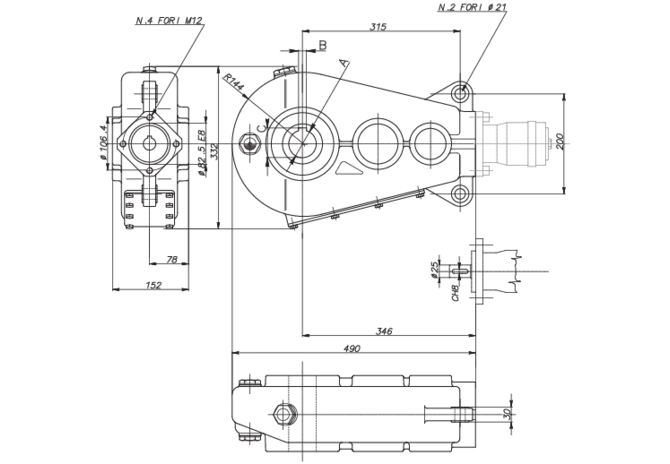 Getriebe RT400 35,2:1 Dm 45 GartenShop24 - Hochwertige Gartengeräte
