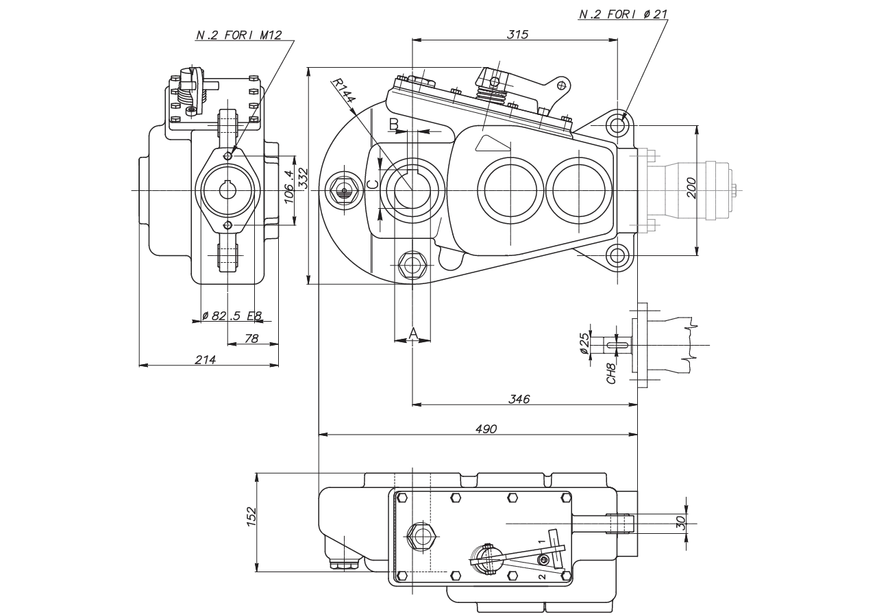 Getriebe RT400 / 2V Dm 55 GartenShop24 - Hochwertige Gartengeräte