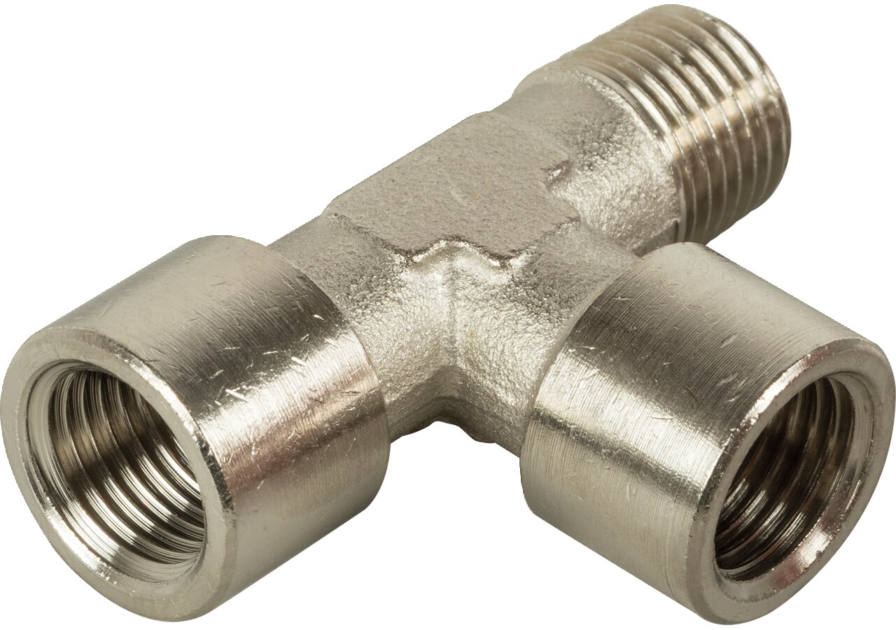 L-Einschraubverschraubung 1/8 mit konischem AG Messing vernickelt