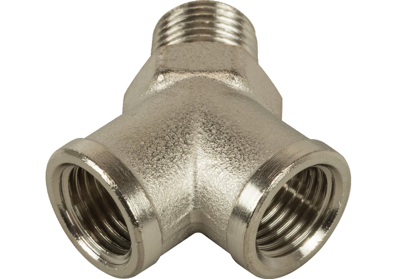 Y-Einschraubverschraubung 3/8 mit konischem AG Messing vernickelt GartenShop24