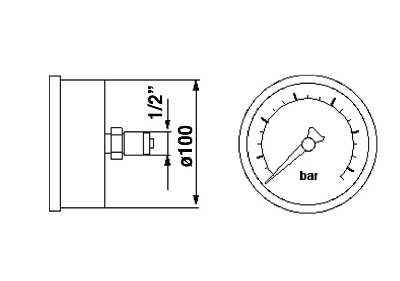 Manometer 400 bar, Dm 100 mm, G1/2 H GartenShop24 - Hochwertige Gartengeräte