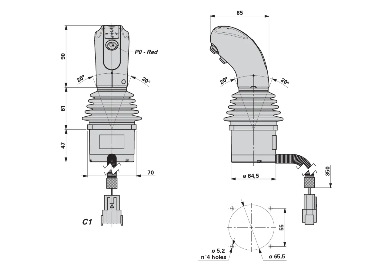 Joystick AMH zu SDM122 / DLM122 CAN-bus Ventil Walvoil
