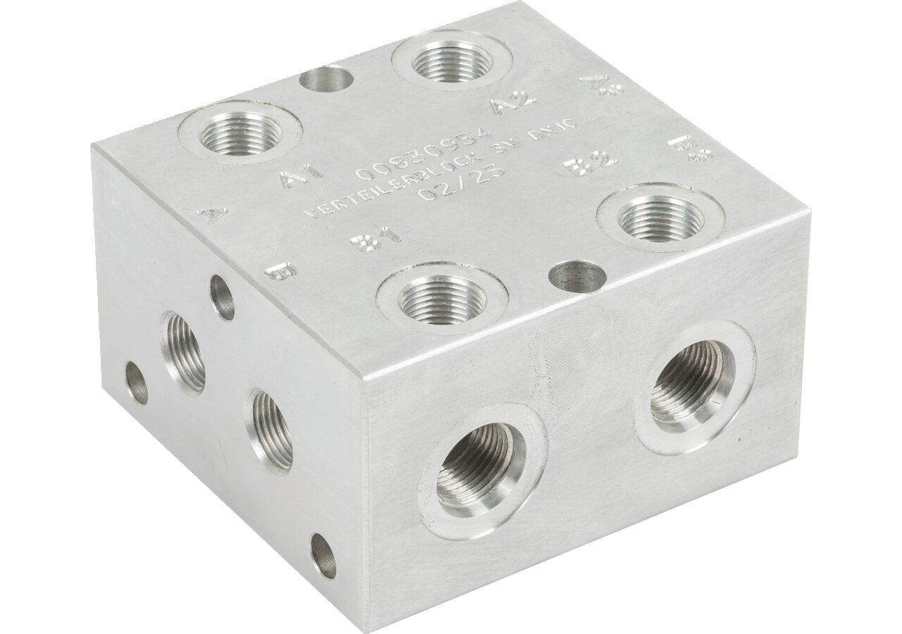 Verteilerblock für 4 Sitzventileinsätze DN10-3/4 UNF Aluminium – passend für 4 Sitzventileinsätze DN10-3/4 UNF Aluminium GartenShop24 - Hochwertige Gartengeräte