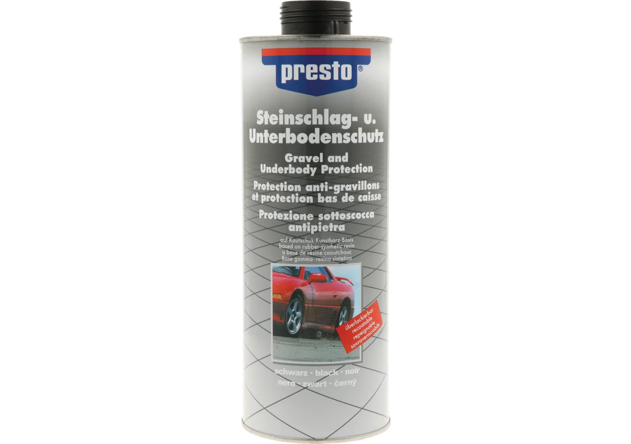 presto Unterbodenschutz schwarz – Unterboden- und Steinschlagschutz, überlackierbar, 1 Liter presto