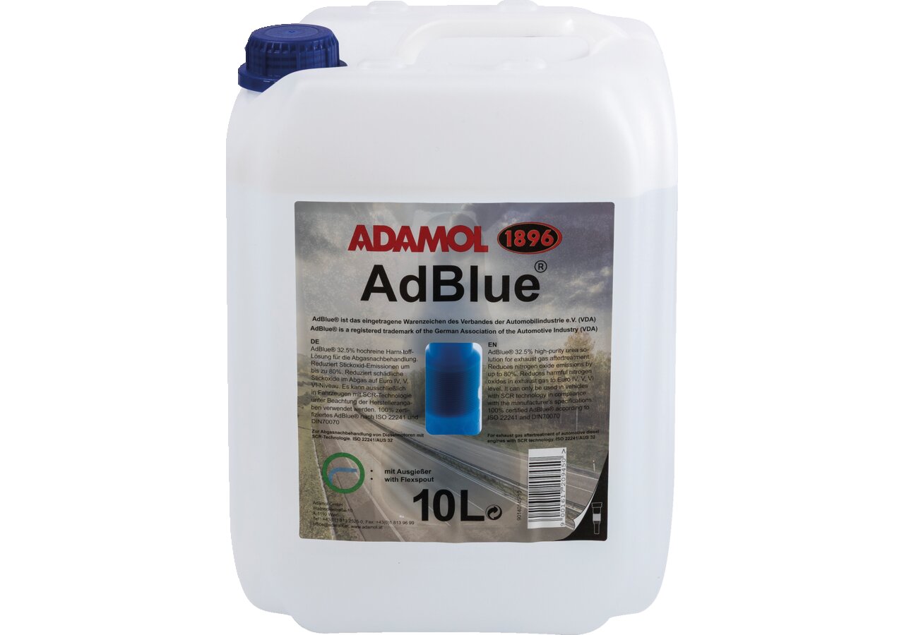 AdBlue Harnstofflösung für Dieselmotoren, 10 Liter Kanister AUS 32 nach ISO 22241 – passend für Dieselmotoren, 10 Liter Kanister AUS 32 nach ISO 22241 Adamol