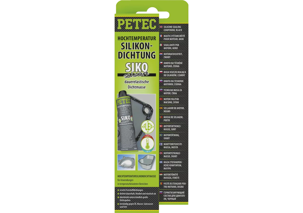 Hochtemperatursilikondichtung SIKO schwarz, 70 ml Tube PETEC