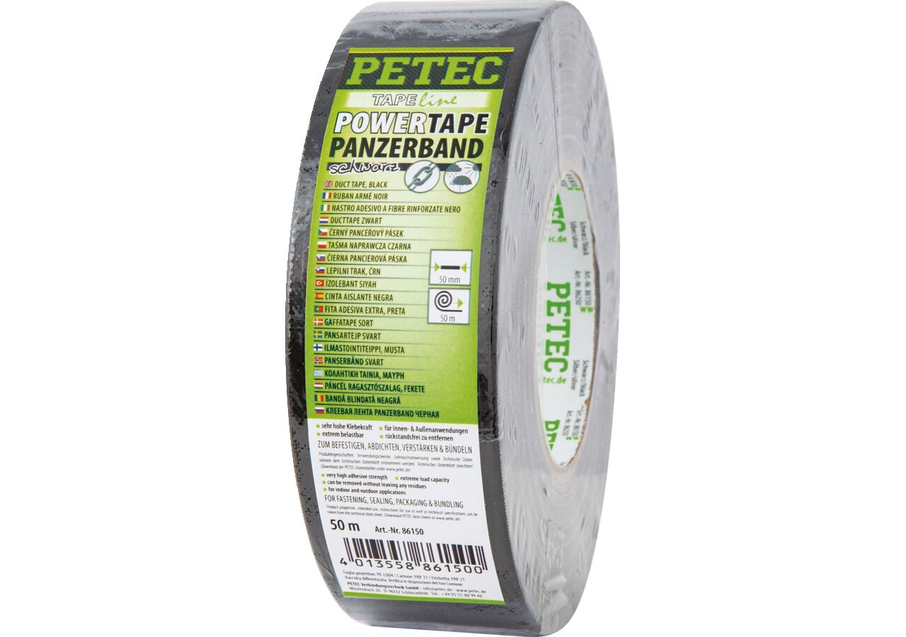 Panzerband POWER Tape schwarz, 50 x 0,3 mm x 50 m PETEC