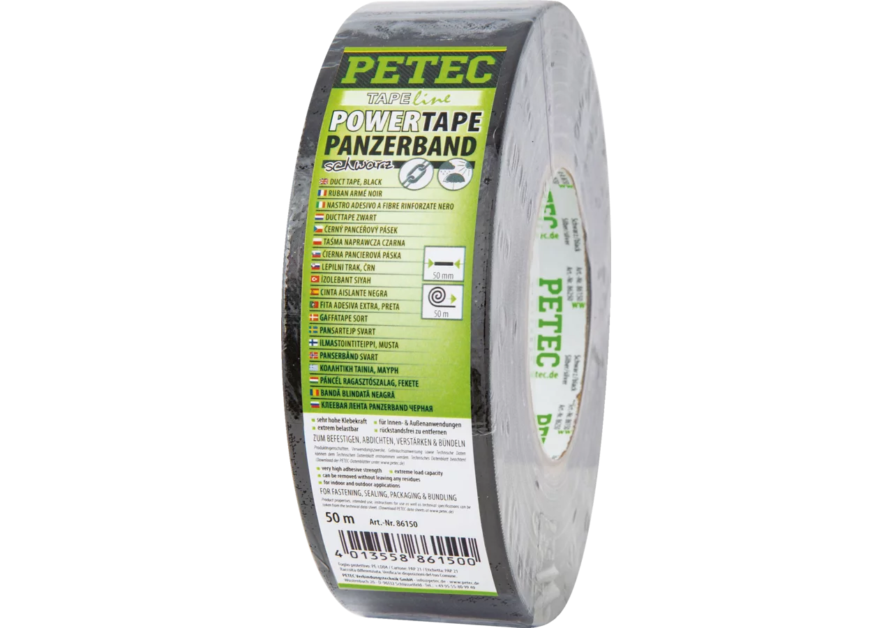 Panzerband POWER Tape schwarz, 50 x 0,3 mm x 50 m PETEC