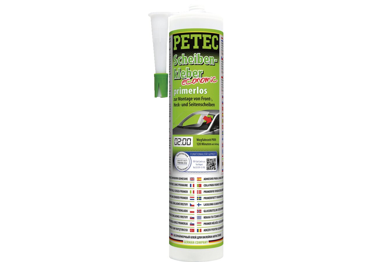 Scheibenkleber economic schwarz, 290 ml Kartusche zur primerlosen Montage PETEC