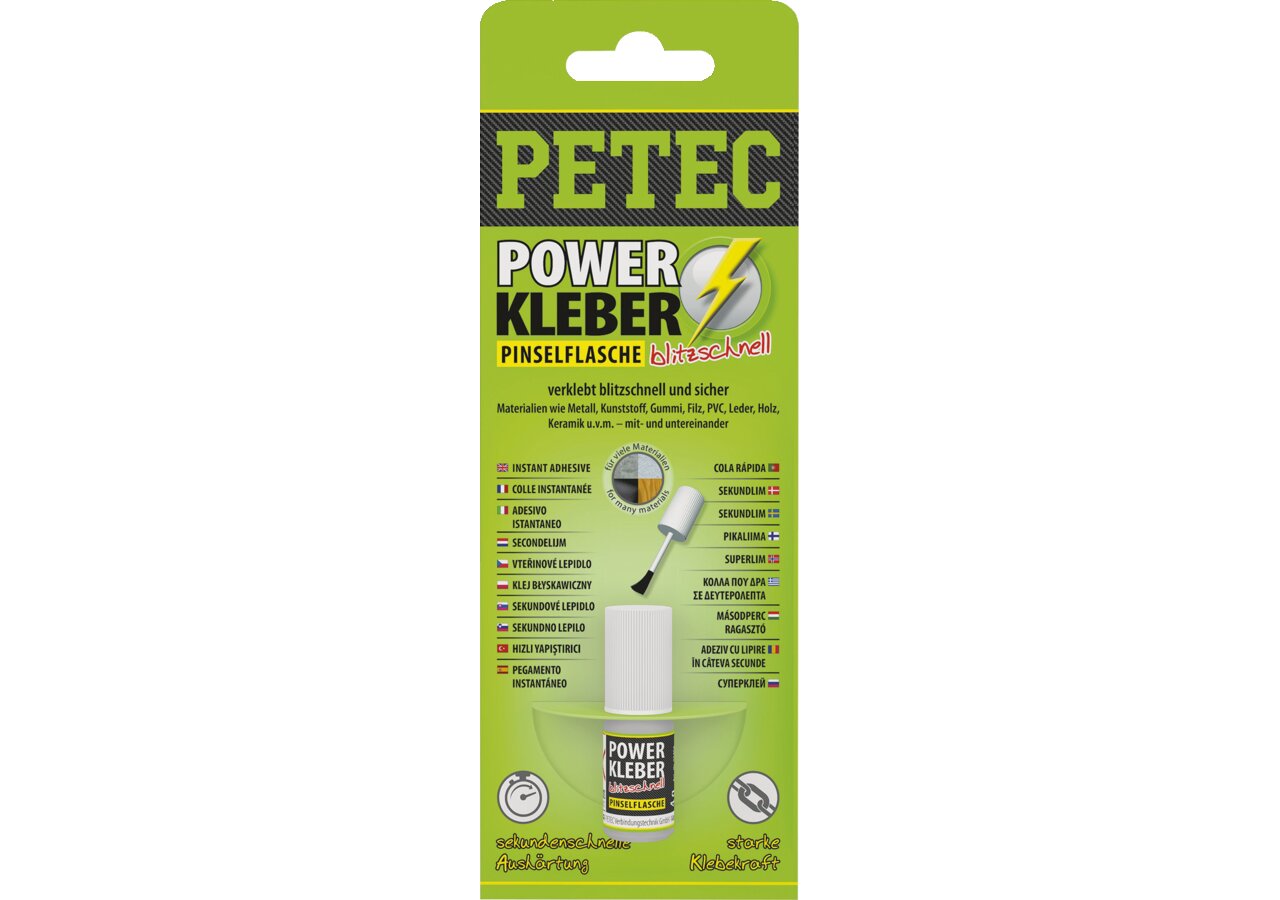 Sekundenklebstoff POWER Kleber, 4 g Pinselflasche PETEC
