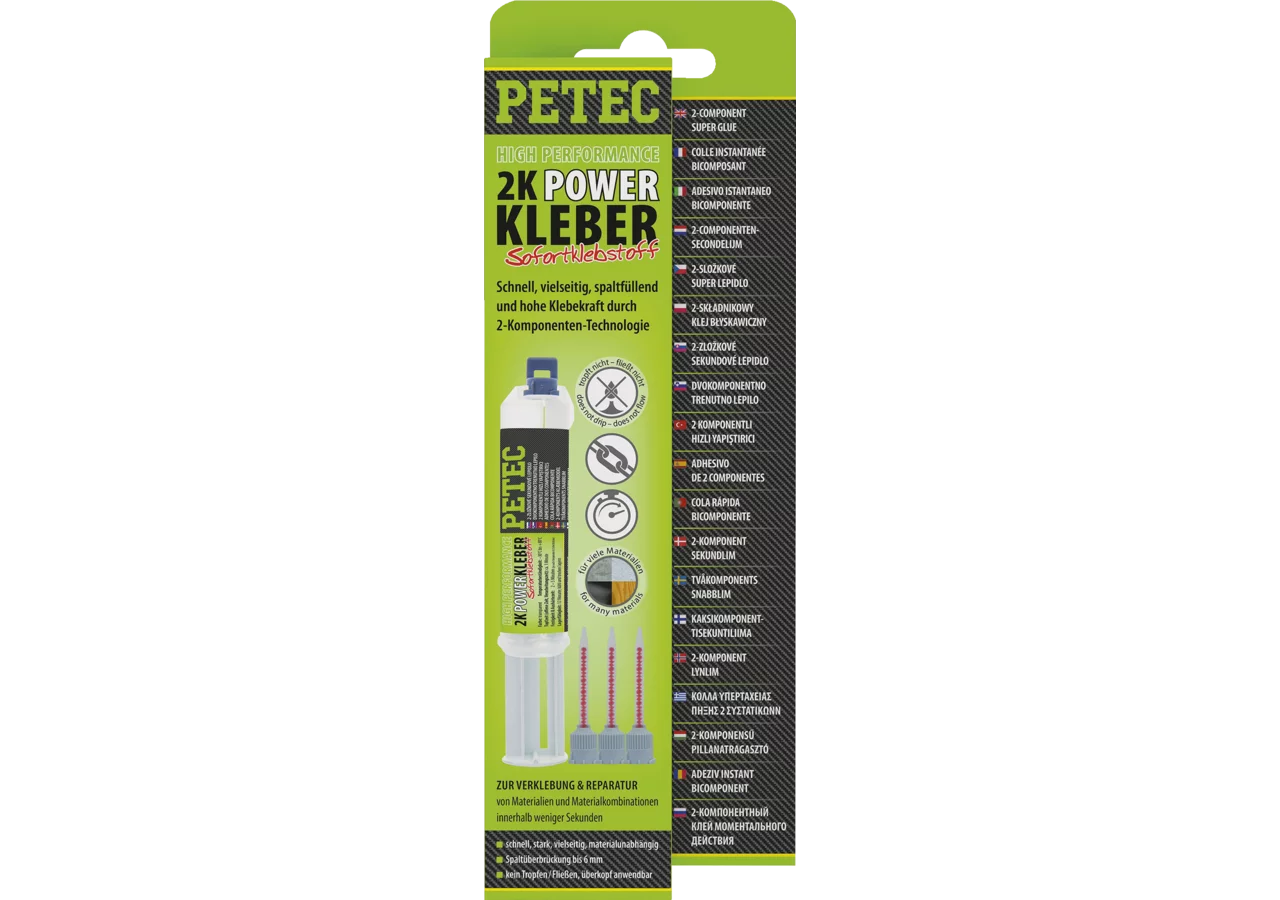 Sekundenklebstoff 2K-POWER Kleber high performance, 10 ml Doppelspritze PETEC