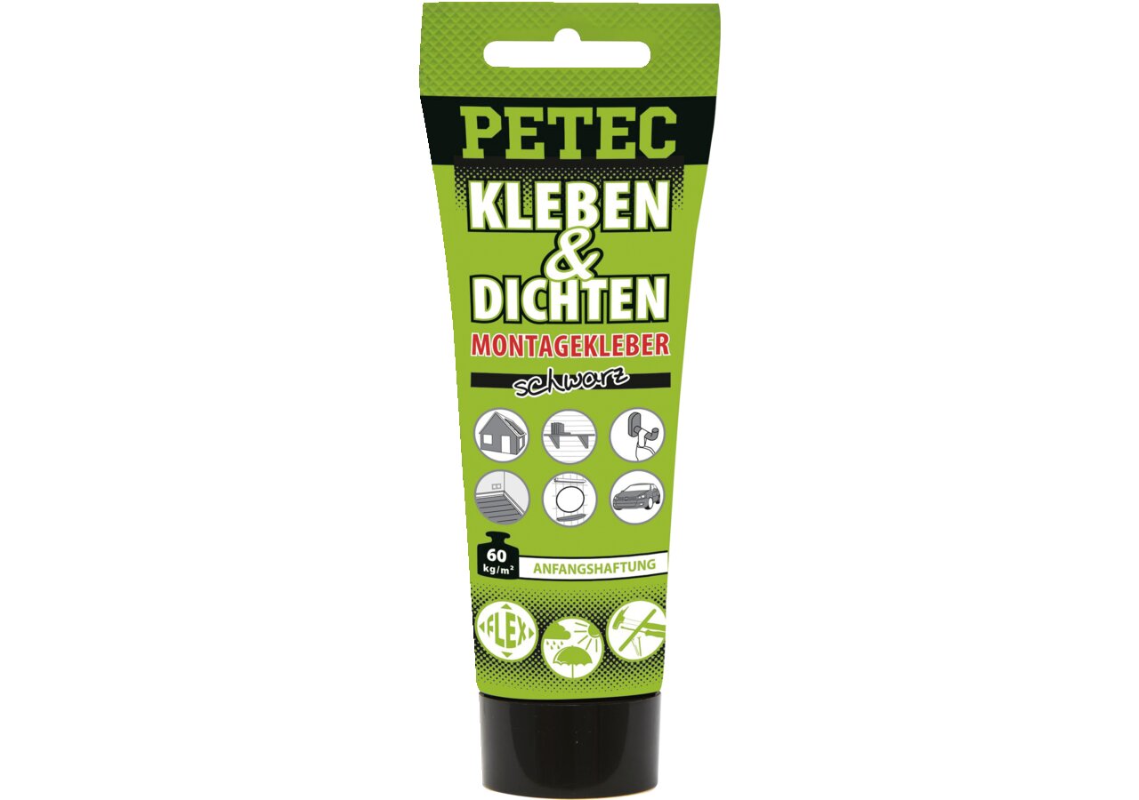 Montagekleber schwarz, 80 ml Tube zum Kleben und Dichten PETEC