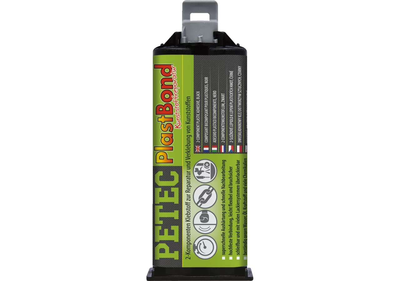 Kunststoffreparatur PlastBond schwarz, 50 ml Doppelkartusche ohne Mischrohr PETEC