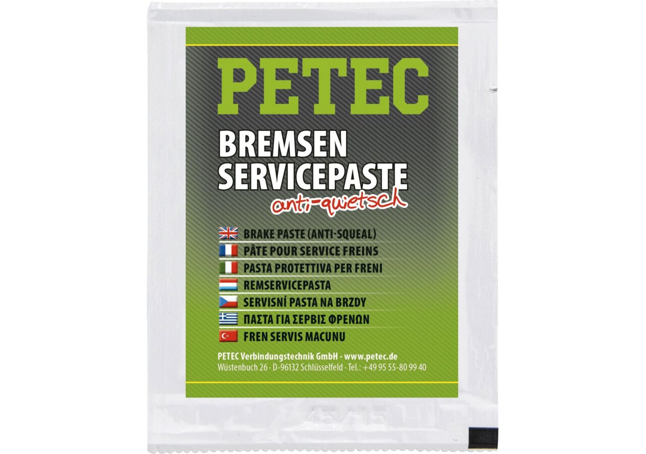 Bremsenservicepaste anti-quietsch gelblich-transparent, 5 g Beutel PETEC