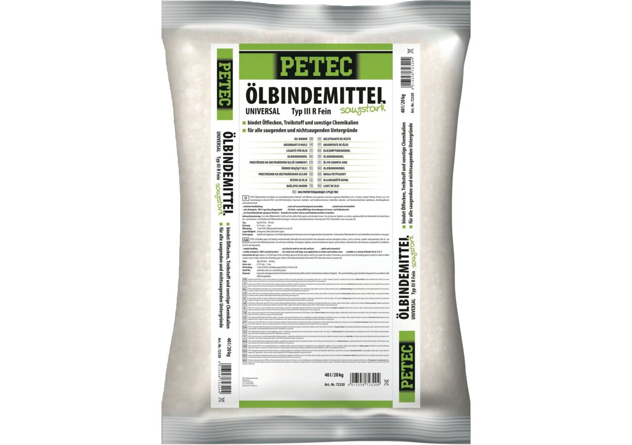 Ölbindemittel Type III R Fein - 20 kg, 40 Liter Sack PETEC