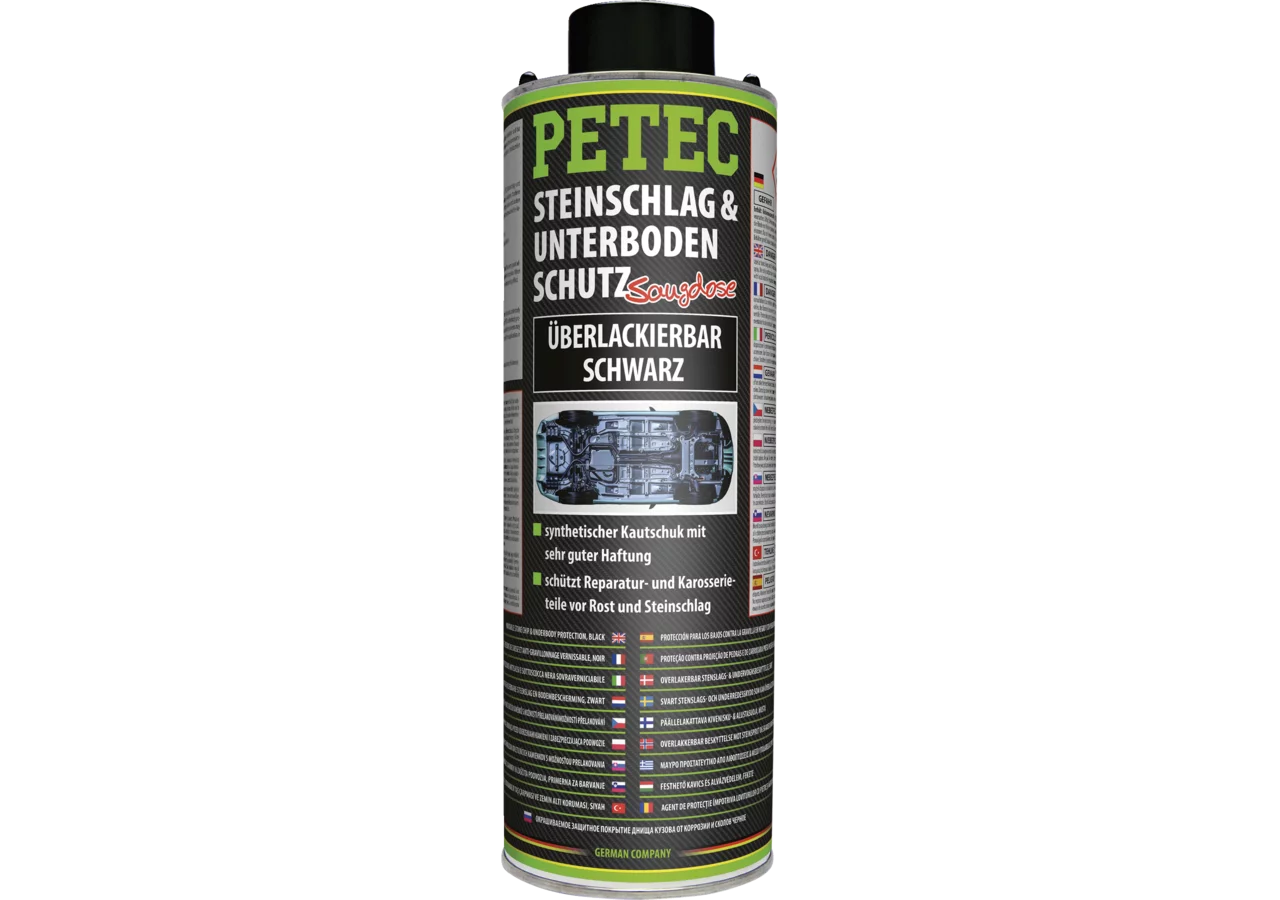 Steinschlag- Unterbodenschutz Kautschuckbasis schwarz 1 Liter, Eurodose überlackierbar PETEC