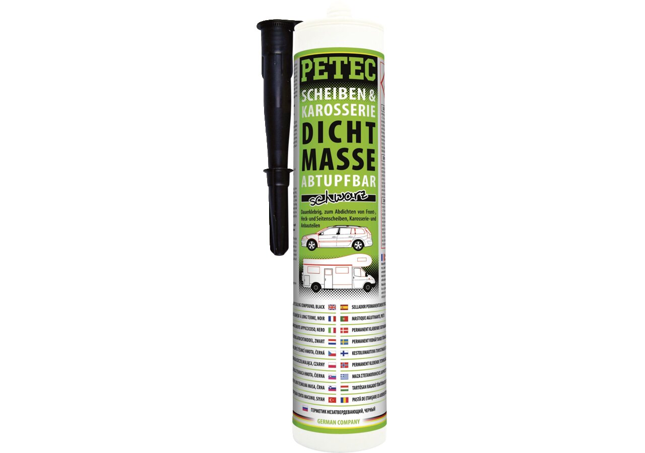 Scheibendichtmasse schwarz, 310 ml Kartusche abtupfbar PETEC