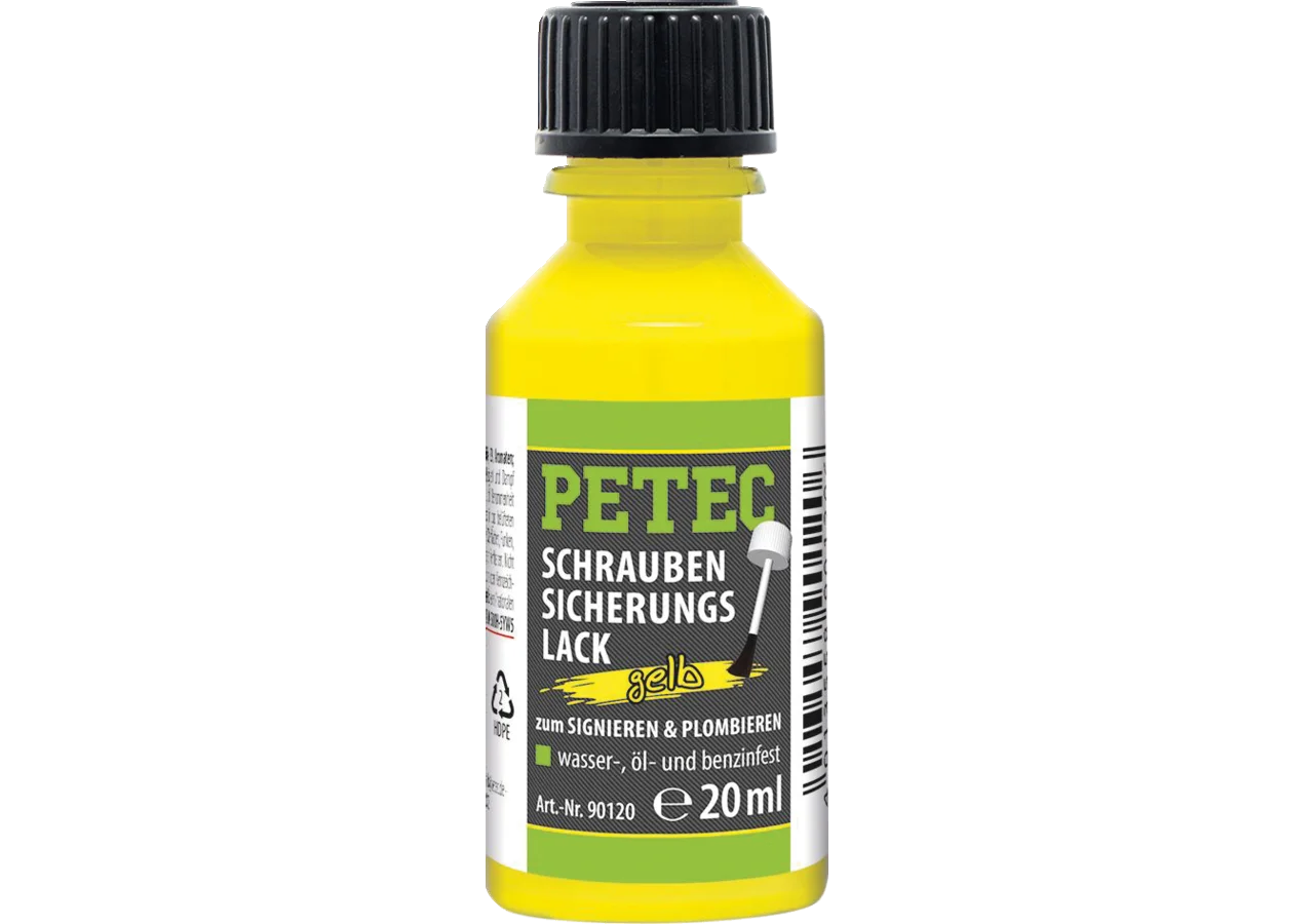 Schraubensicherungslack gelb, 20 ml Pinselflasche PETEC