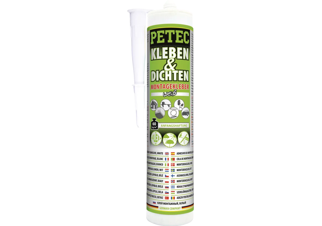 Montagekleber weiß, 290 ml Kartusche zum Kleben und Dichten PETEC
