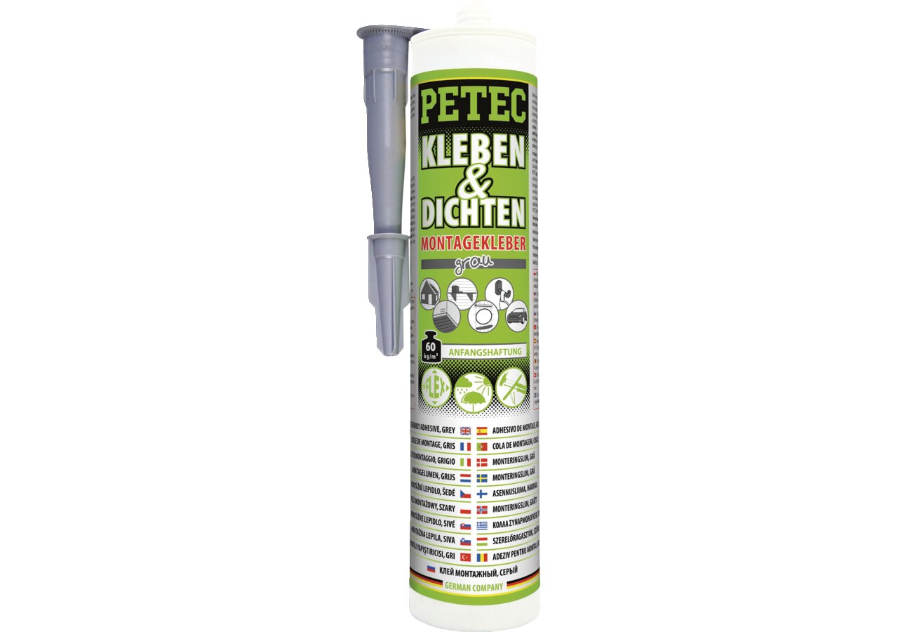 Montagekleber grau, 290 ml Kartusche zum Kleben und Dichten PETEC