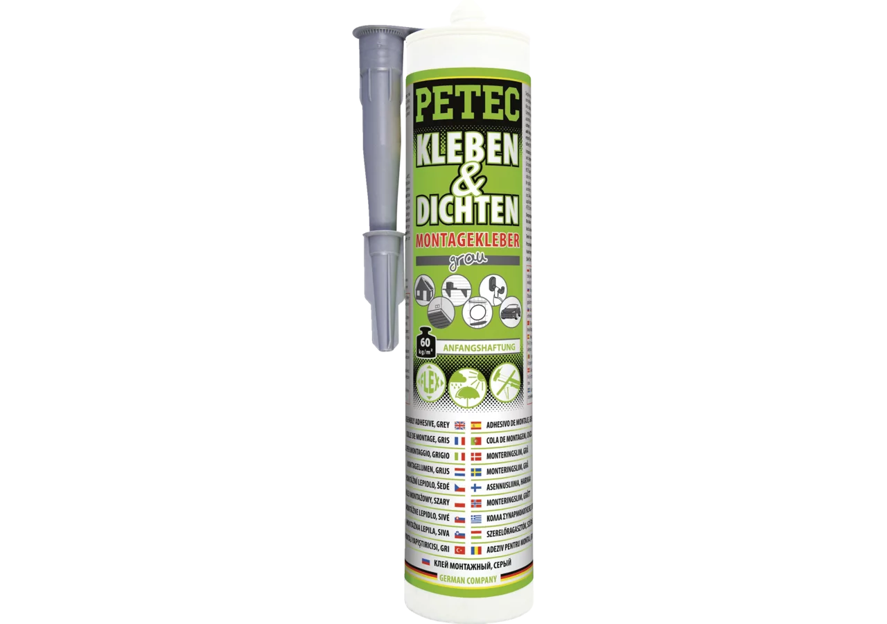 Montagekleber grau, 290 ml Kartusche zum Kleben und Dichten PETEC