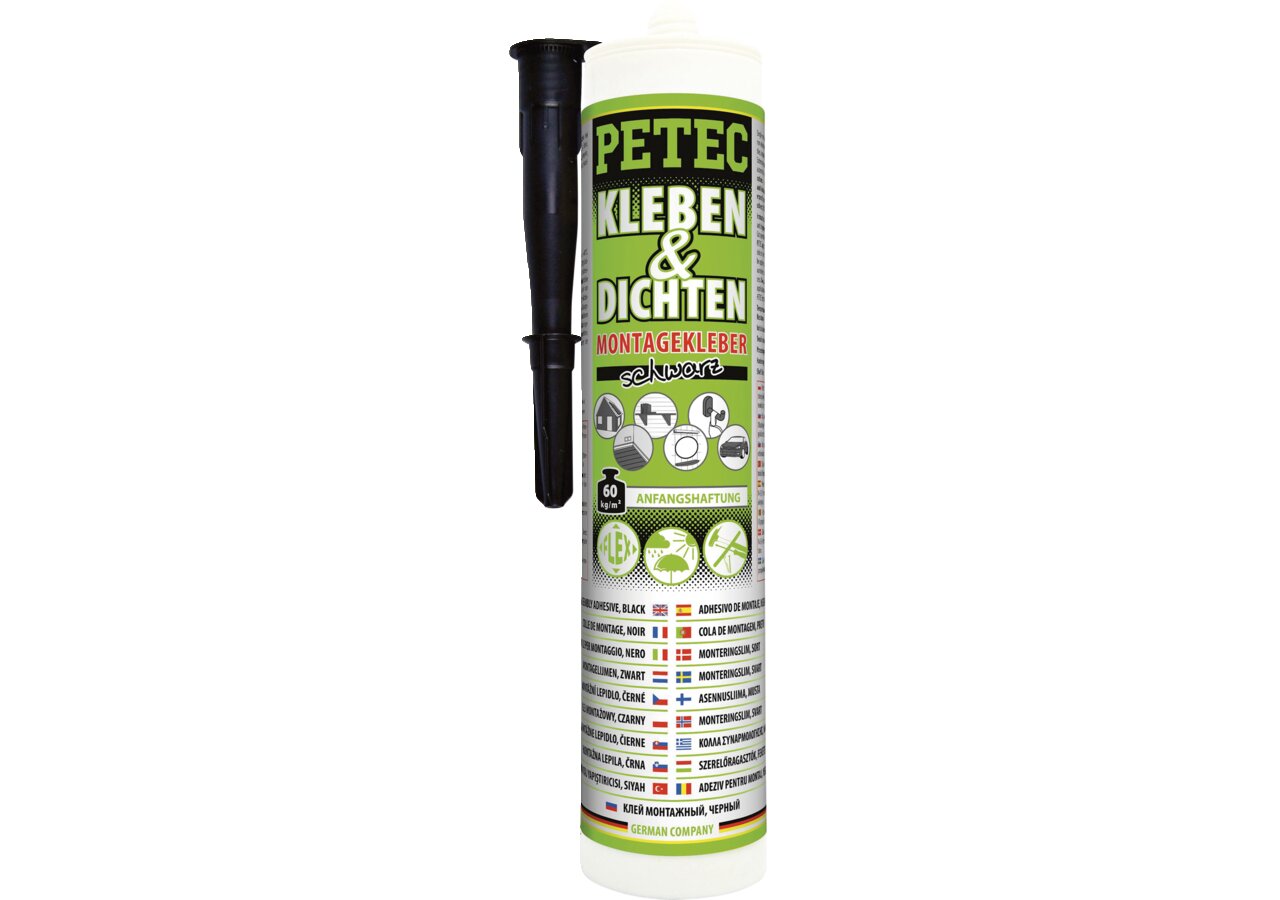 Montagekleber schwarz, 290 ml Kartusche zum Kleben und Dichten PETEC