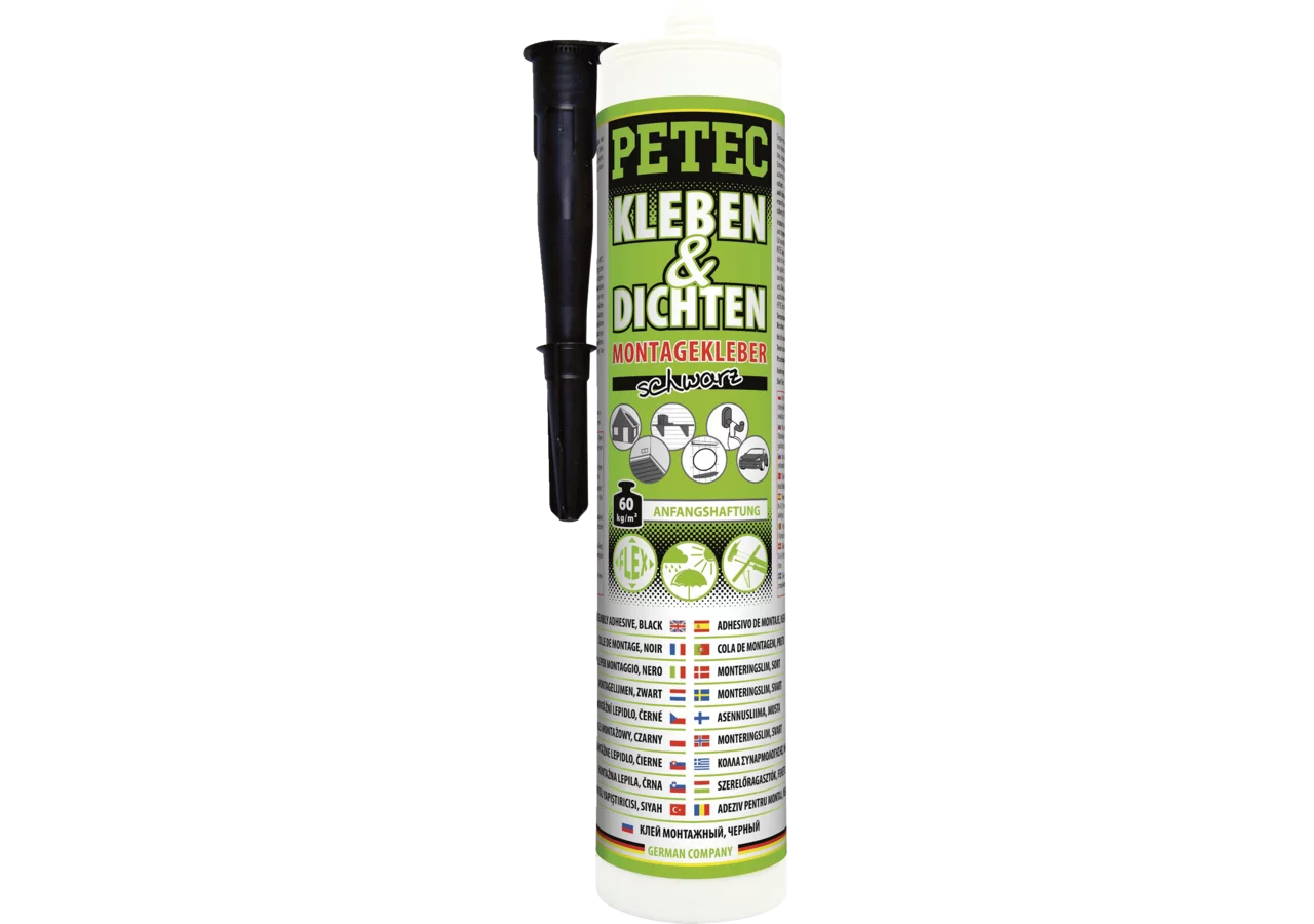 Montagekleber schwarz, 290 ml Kartusche zum Kleben und Dichten PETEC