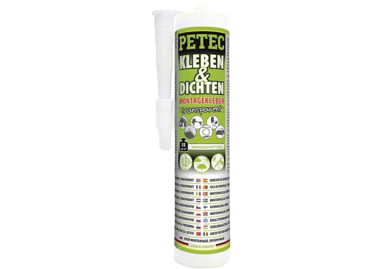 Montagekleber transparent, 290 ml Kartusche zum Kleben und Dichten PETEC