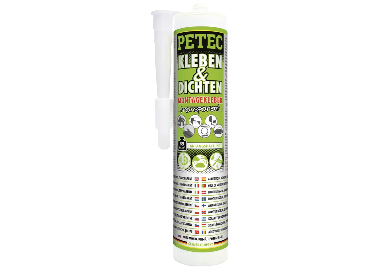 Montagekleber transparent, 290 ml Kartusche zum Kleben und Dichten PETEC