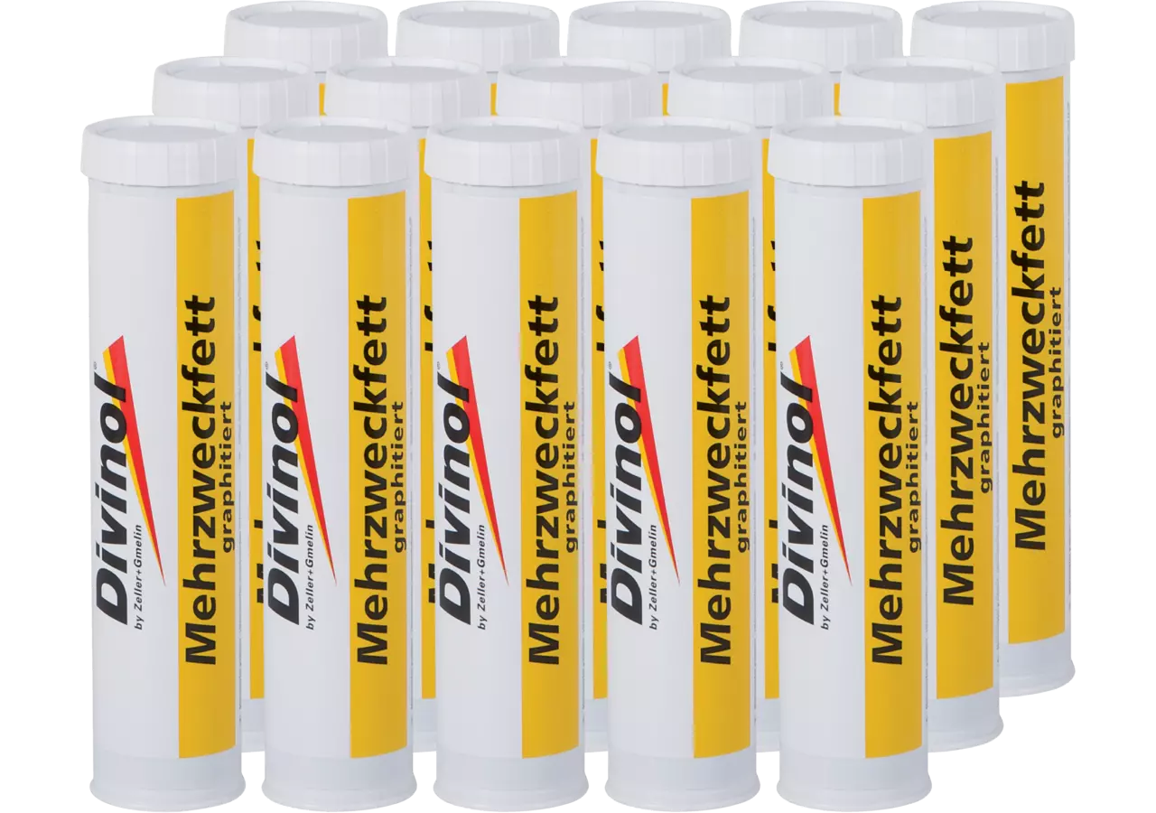 Mehrzweckfett Graphitiert Schwarz, 400 g Kartuschen, 12 Stück Divinol