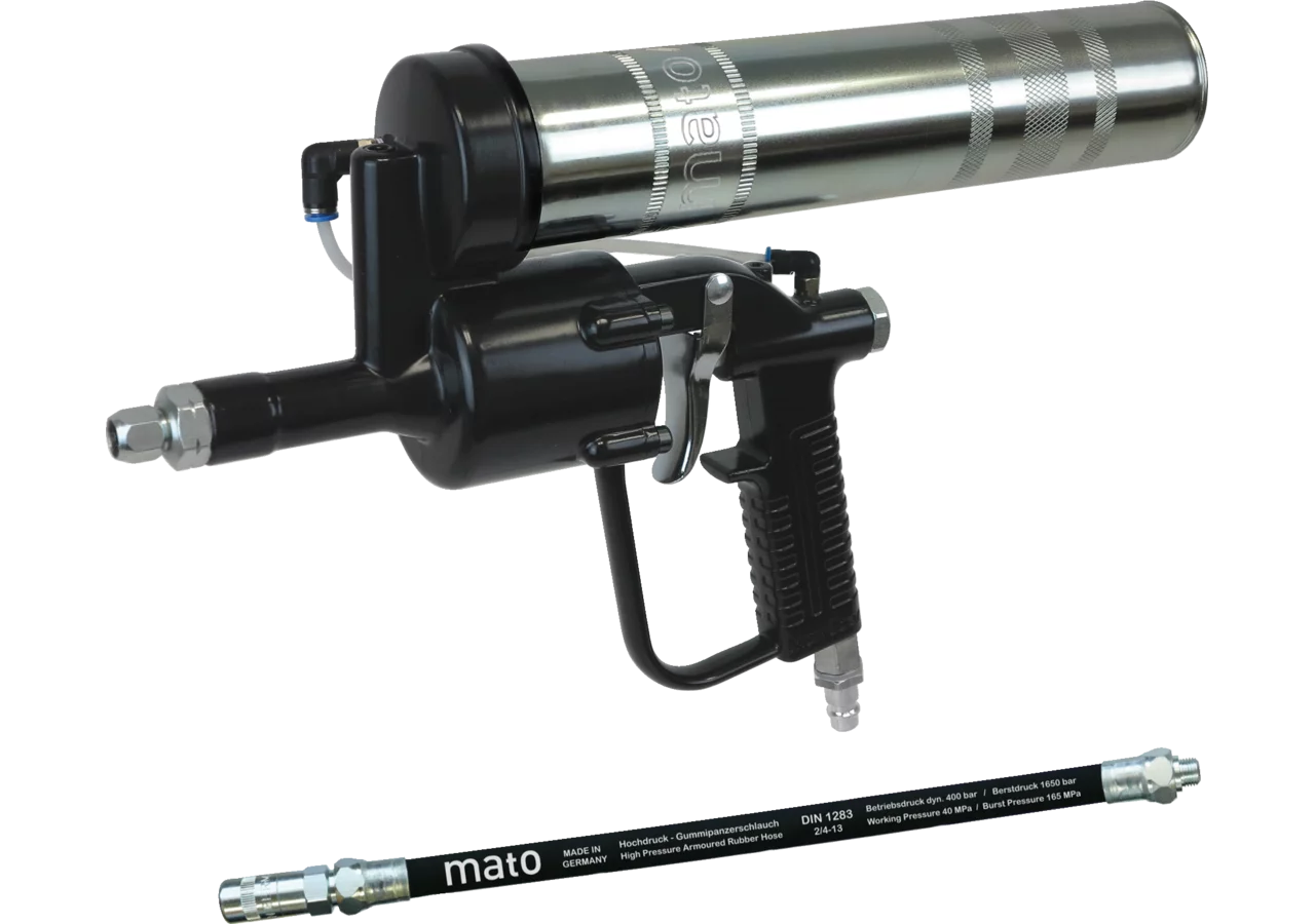 Einhandfettpresse Druckluft, für Lube Shuttle Kartuschen – passend für Lube Shuttle Kartuschen Mato