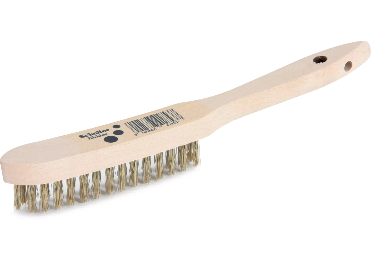 Drahtbürste mit Holzgriff, Stahldraht vermessingt 3 reihig GartenShop24 - Hochwertige Gartengeräte