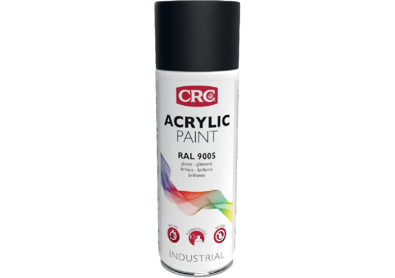 Acryllackspray Acrylic Paint RAL 9005 Tiefschwarz Glanz, 400 ml Spraydose CRC