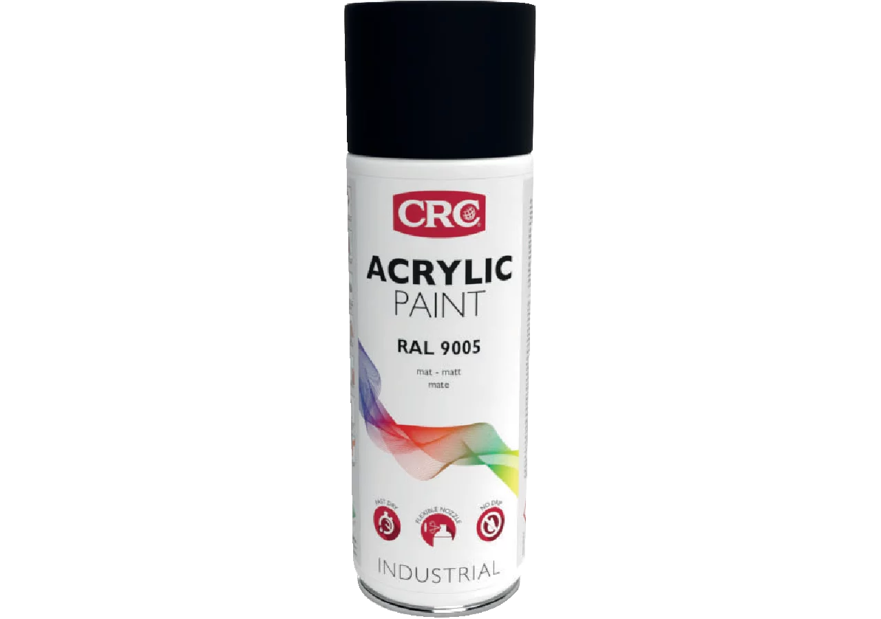Acryllackspray Acrylic Paint RAL 9005 Tiefschwarz Matt, 400 ml Spraydose CRC