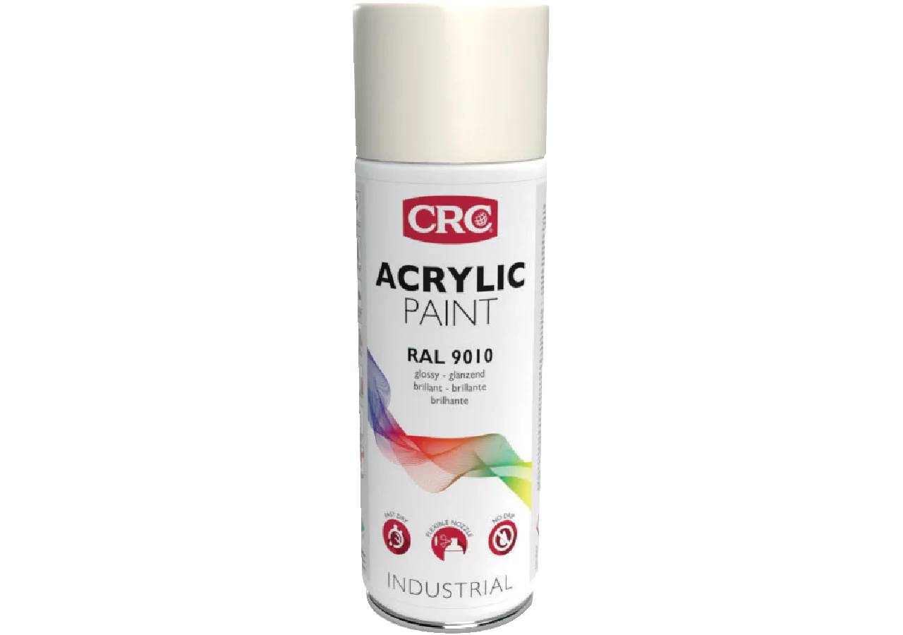 Acryllackspray Acrylic Paint RAL 9010 Reinweiss Glanz, 400 ml Spraydose CRC