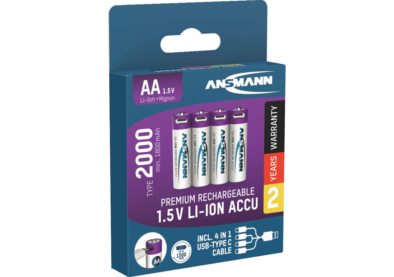 Akku Mignon AA, Li-Ion 1,5 V 2000mAh ANSMANN