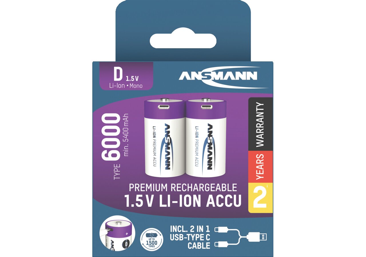 Akku Mono D, Li-Ion 1,5 V 6000 mAh ANSMANN