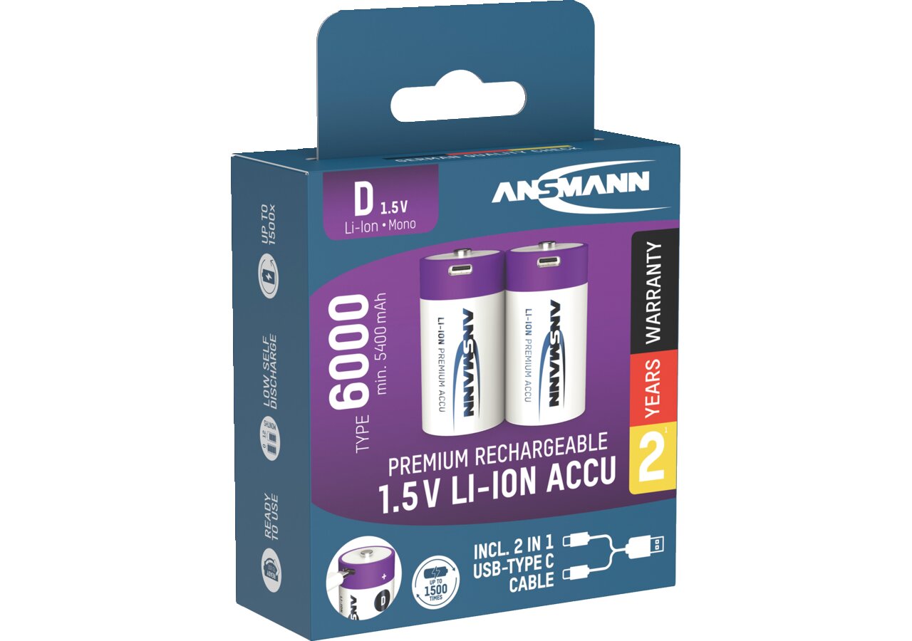 Akku Mono D, Li-Ion 1,5 V 6000 mAh ANSMANN