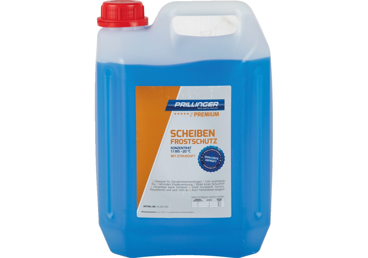 Scheibenfrostschutz Konzentrat Zitrusduft 1:1 -20 Grad, 5 Liter Prillinger Premium