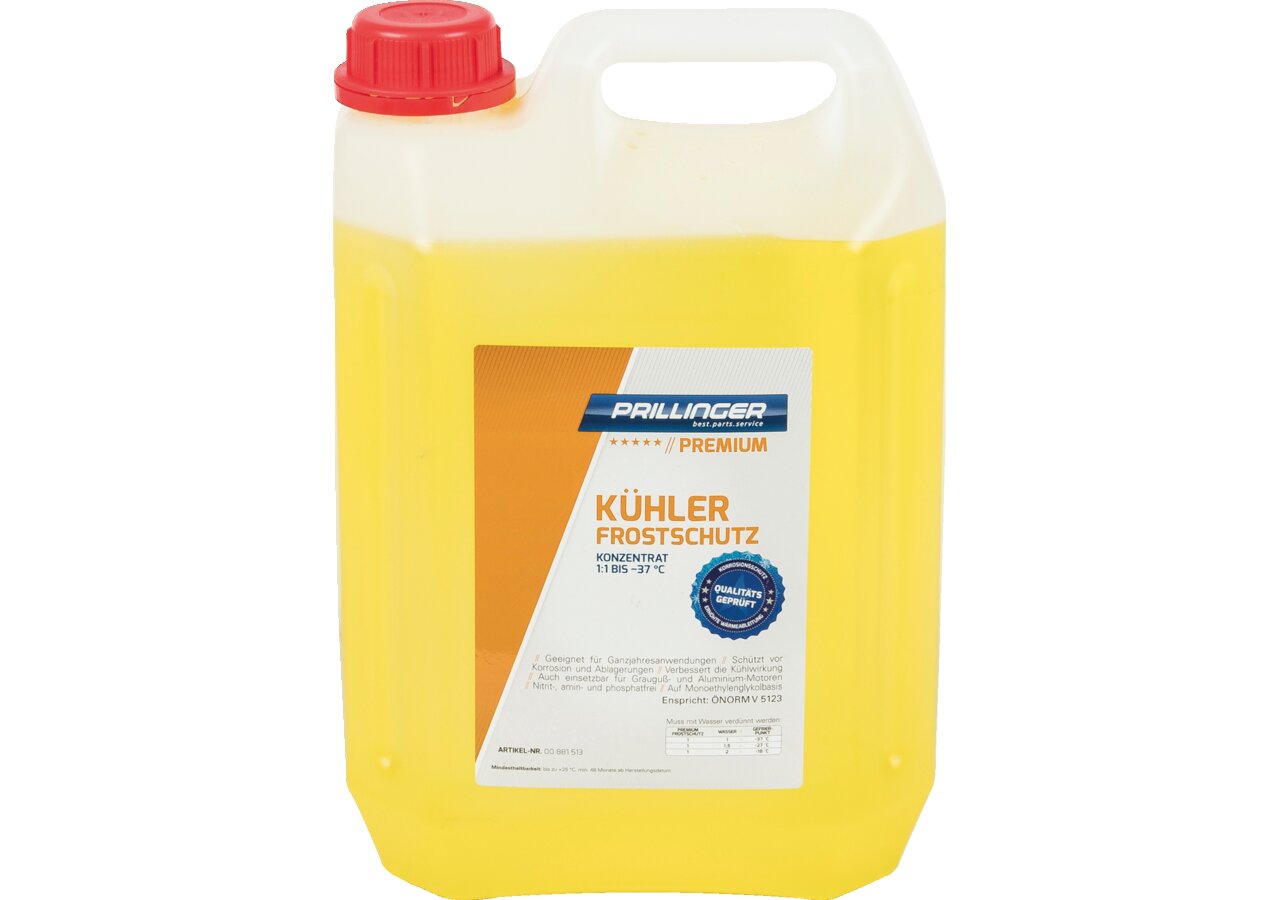 Kühlerfrostschutz Konzentrat 1:1 -37 Grad, 5 Liter Prillinger Premium