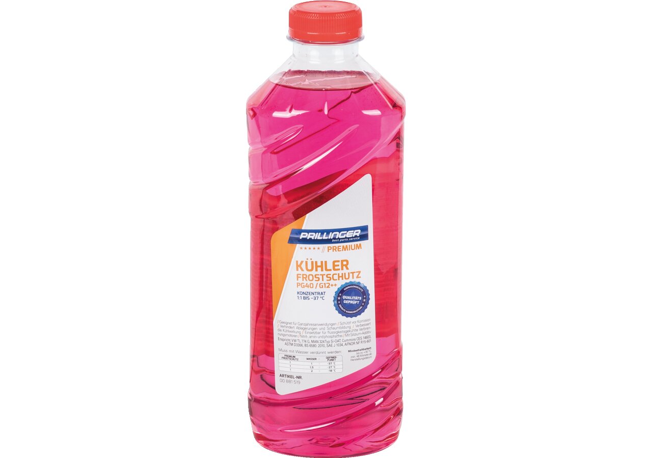 Kühlerfrostschutz Konzentrat PG40 / G12++ 1:1 -37 Grad, 1 Liter Prillinger Premium