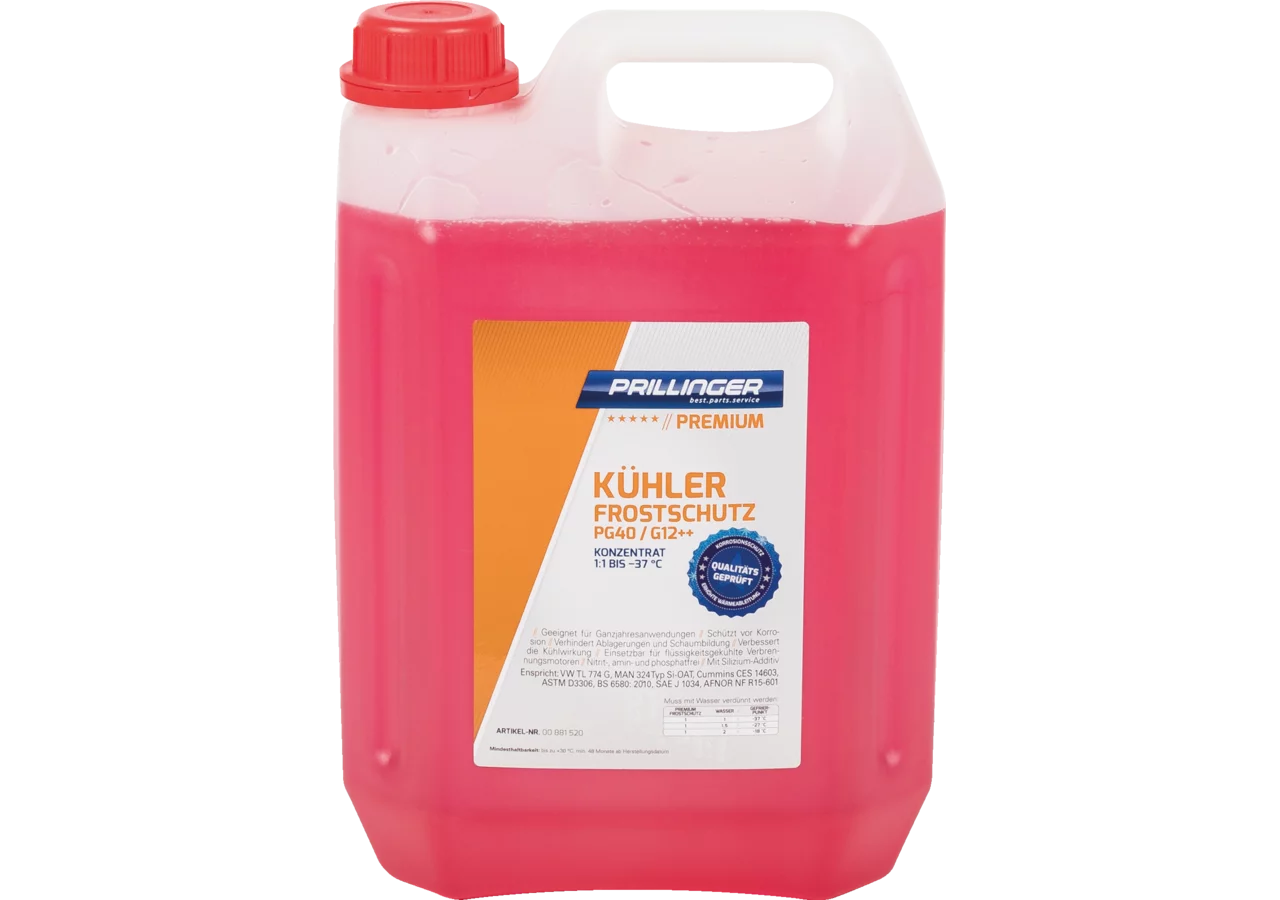 Kühlerfrostschutz Konzentrat PG40 / G12++ 1:1 -37 Grad, 5 Liter Prillinger Premium