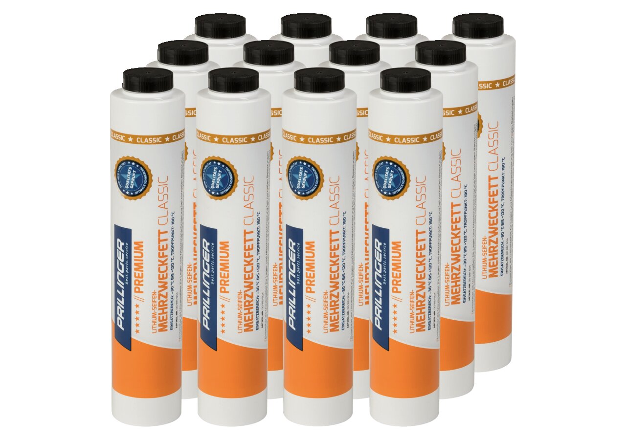 Mehrzweckfett Classic, 400 g LS-Schraubkartusche, 12 Stück nach DIN 51502 K 2 K-30 Prillinger Premium