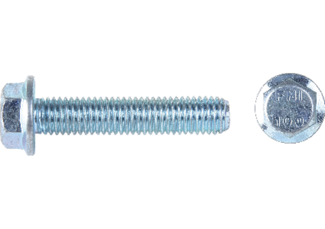 Sechskantschraube M10 x 16 mm, mit Sperr-Ripp unter dem Flansch, Güte 100 Stahl verzinkt, ISO88913 GartenShop24