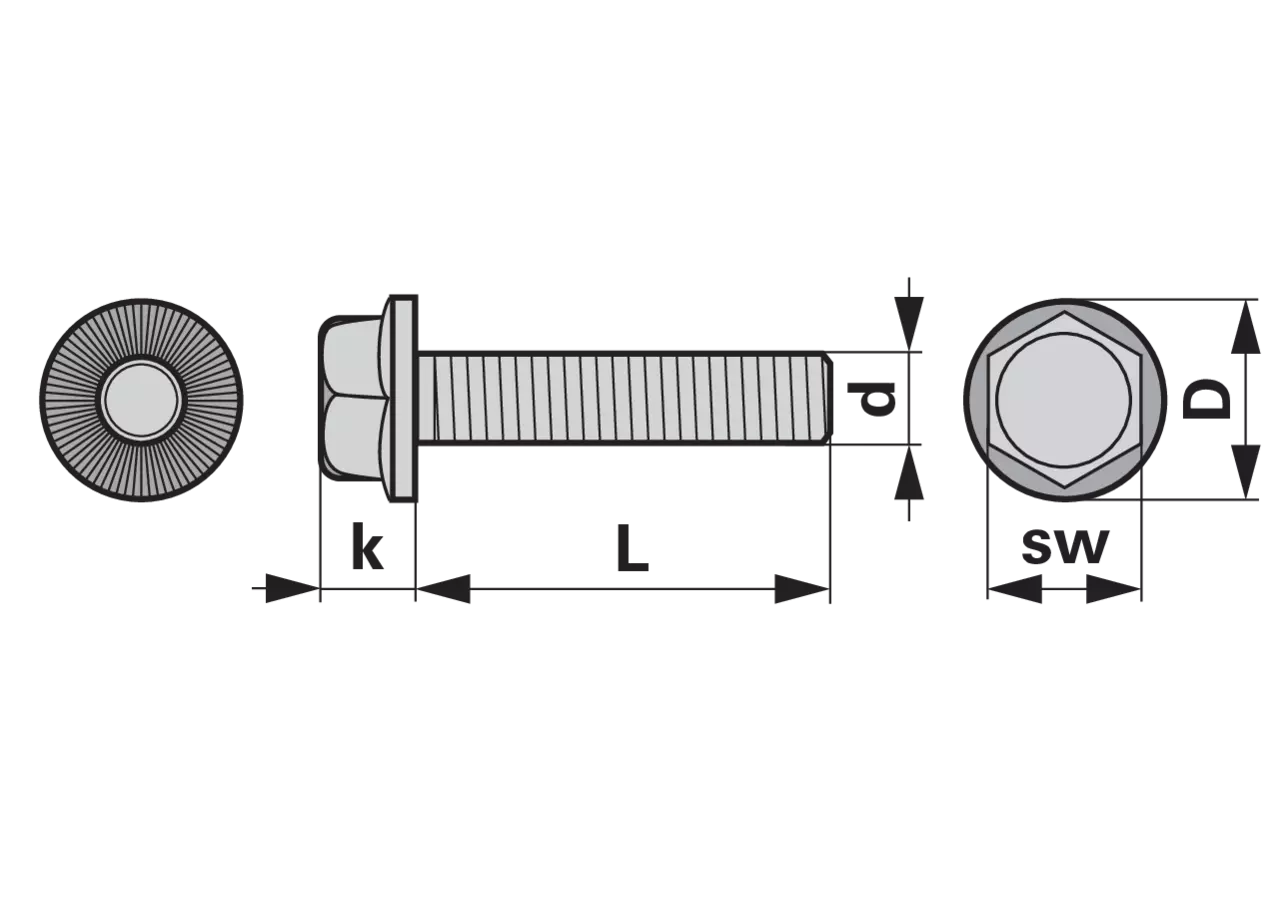 Sechskantschraube M10 x 35 mm, mit Sperr-Ripp unter dem Flansch, Güte 100 Stahl verzinkt, ISO88913 GartenShop24