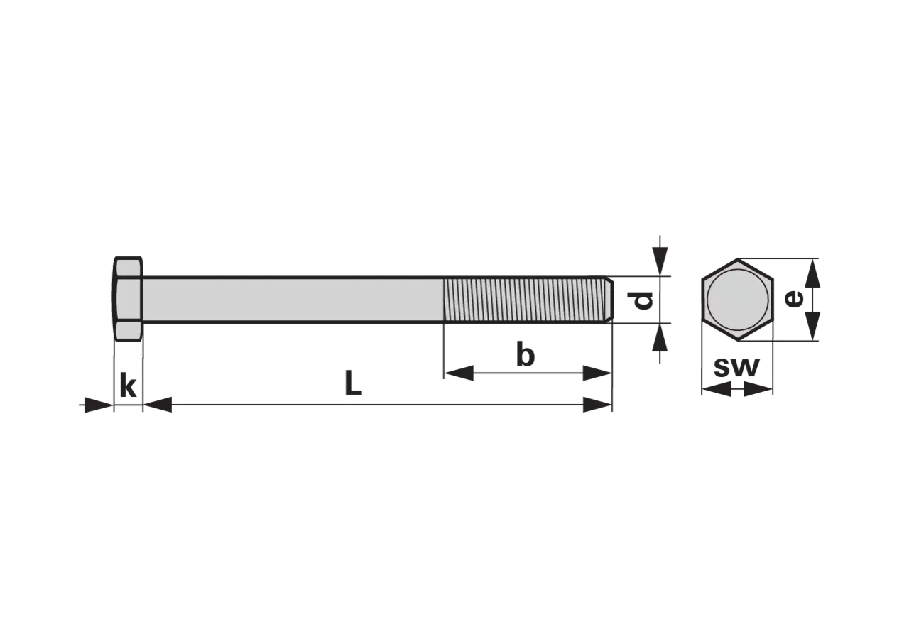 Sechskantschraube M8 x 45 mm, mit Schaft Güte 8.8, 100 Stück Stahl verzinkt, DIN931 GartenShop24